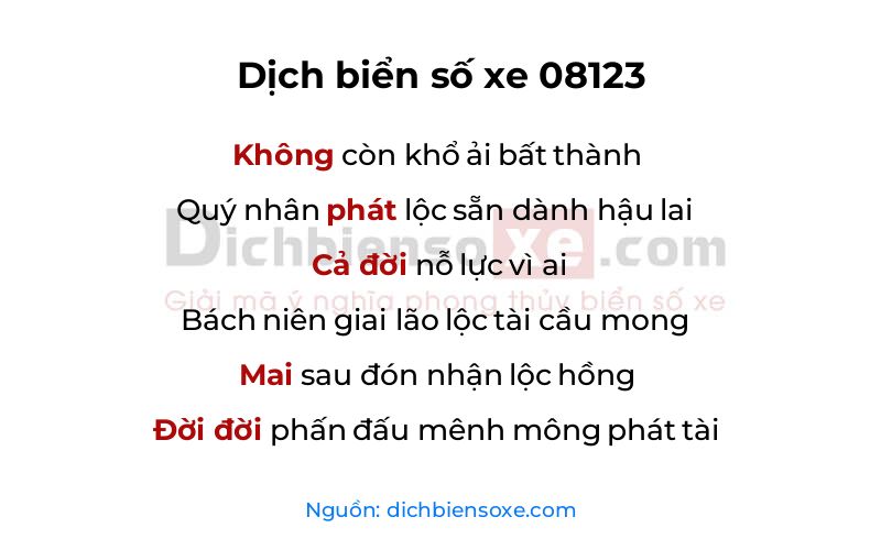 Dịch thơ biển số 08123
