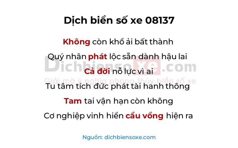Dịch thơ biển số 08137