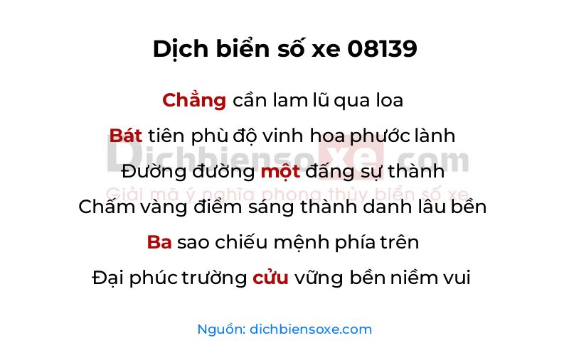 Dịch thơ biển số 08139
