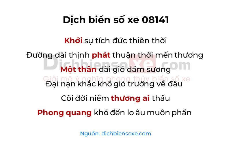 Dịch thơ biển số 08141