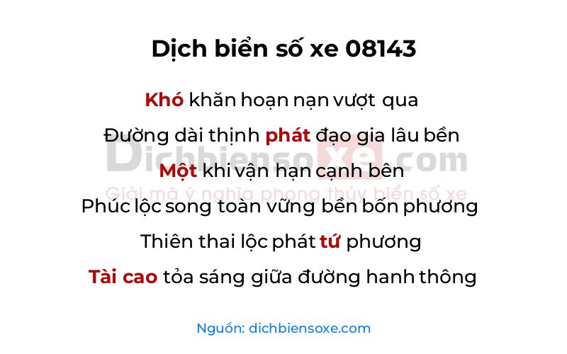 Dịch thơ biển số 08143