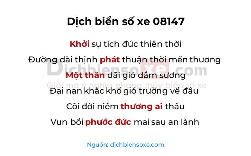 Dịch thơ biển số 08147
