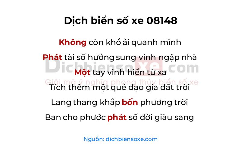 Dịch thơ biển số 08148