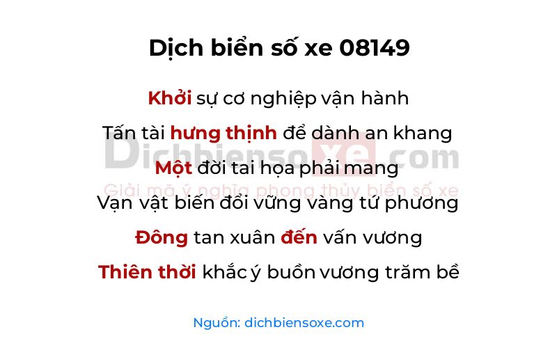 Dịch thơ biển số 08149