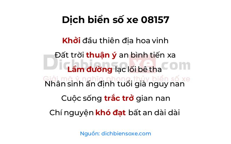 Dịch thơ biển số 08157