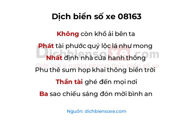 Dịch thơ biển số 08163