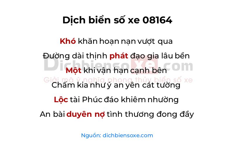 Dịch thơ biển số 08164