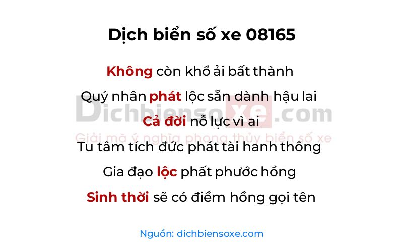 Dịch thơ biển số 08165