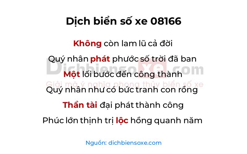 Dịch thơ biển số 08166