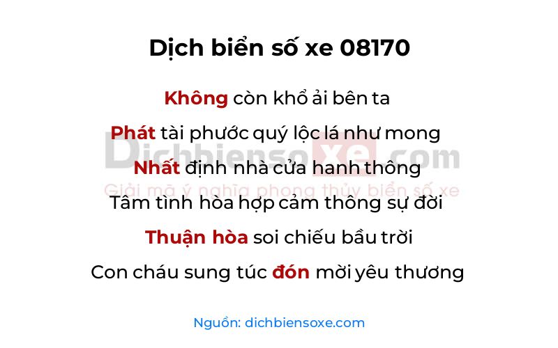 Dịch thơ biển số 08170