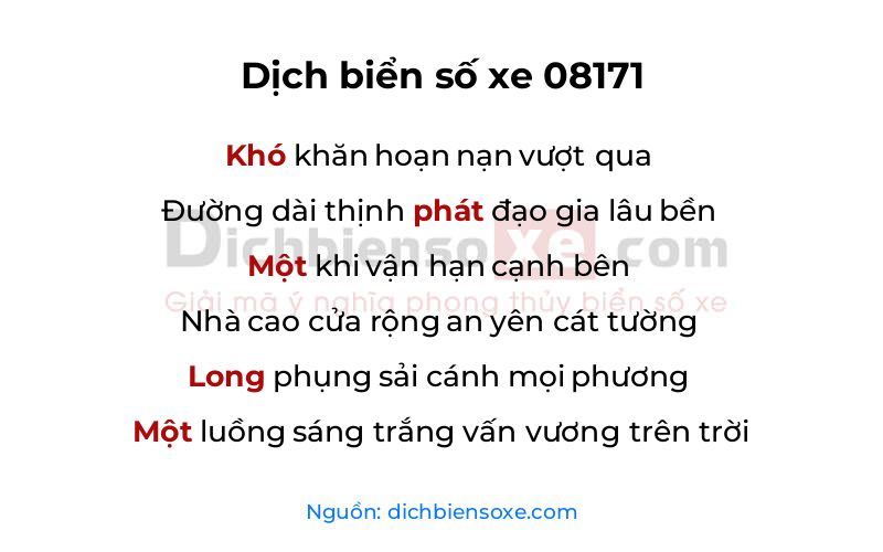 Dịch thơ biển số 08171