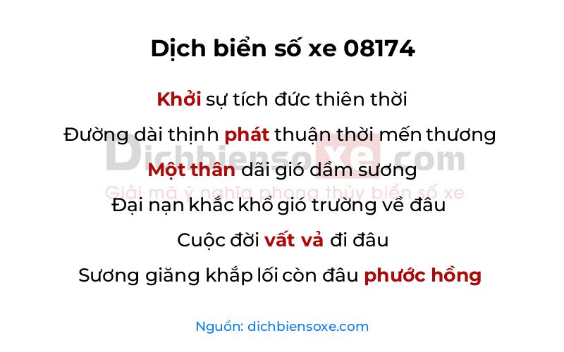 Dịch thơ biển số 08174