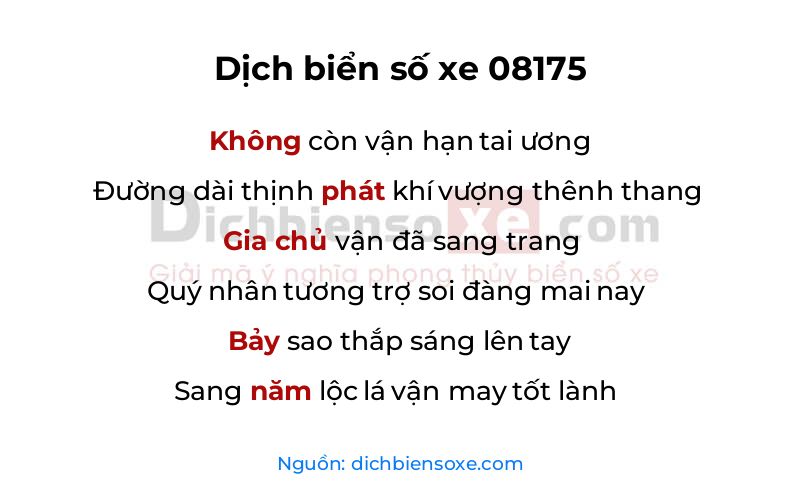 Xem ý nghĩa phong thủy biển số xe 08175 (Phát Nhất Phất Sinh)