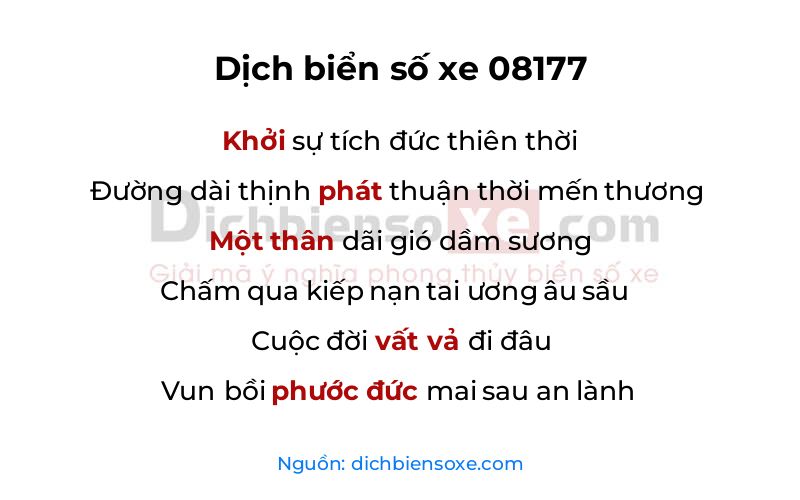 Dịch thơ biển số 08177