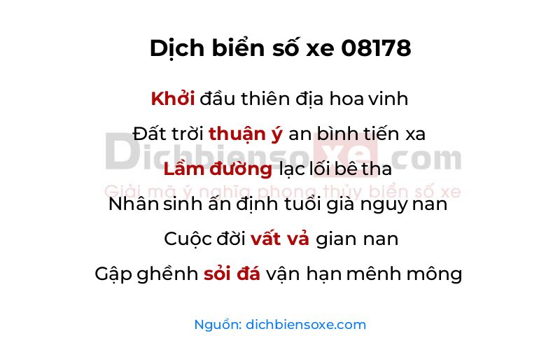 Dịch thơ biển số 08178