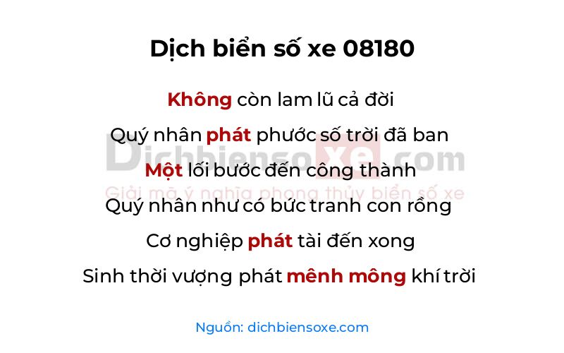 Dịch thơ biển số 08180