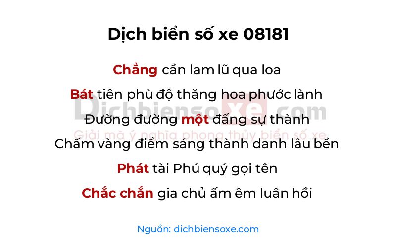 Dịch thơ biển số 08181