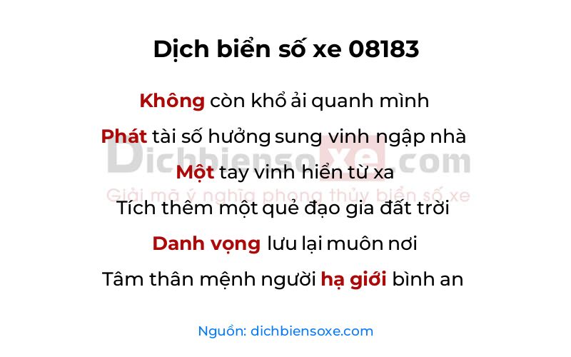 Dịch thơ biển số 08183