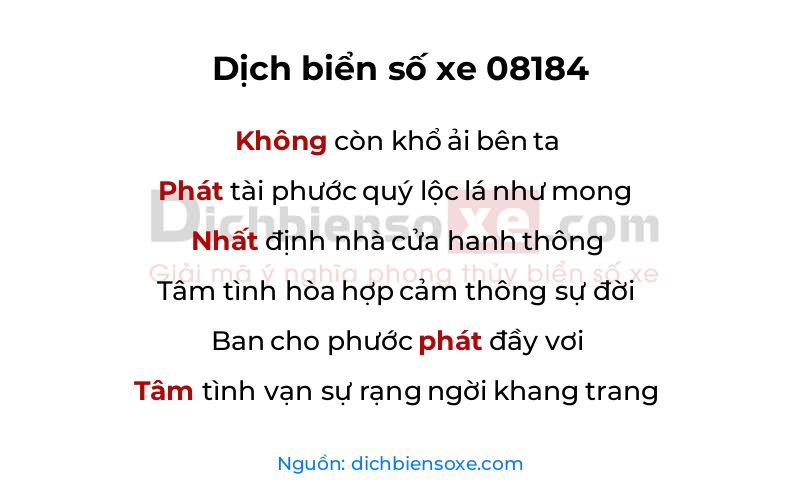 Dịch thơ biển số 08184