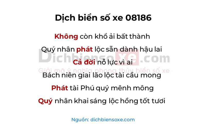 Dịch thơ biển số 08186