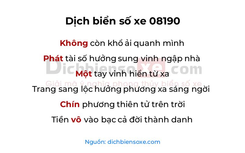 Dịch thơ biển số 08190
