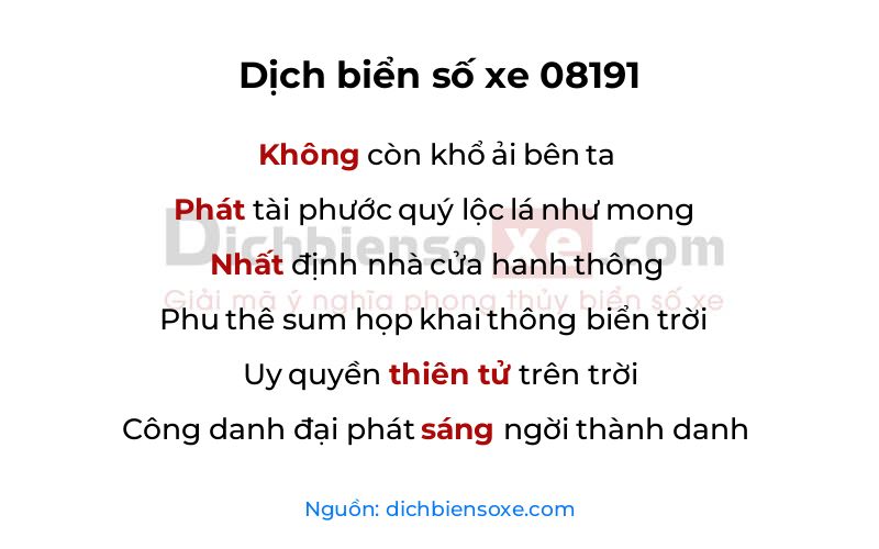 Dịch thơ biển số 08191