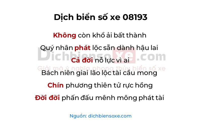 Dịch thơ biển số 08193