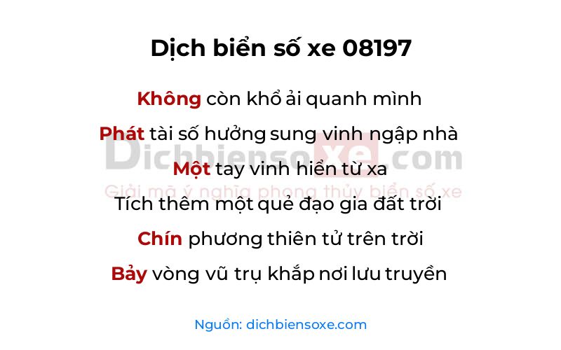 Dịch thơ biển số 08197