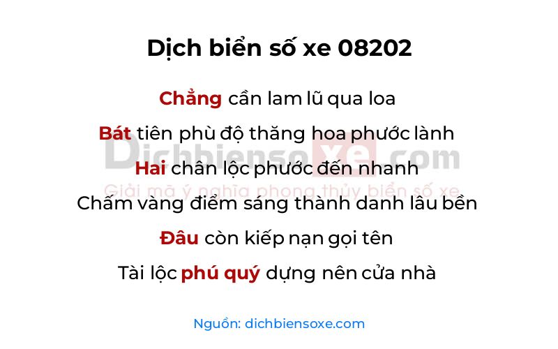 Dịch thơ biển số 08202