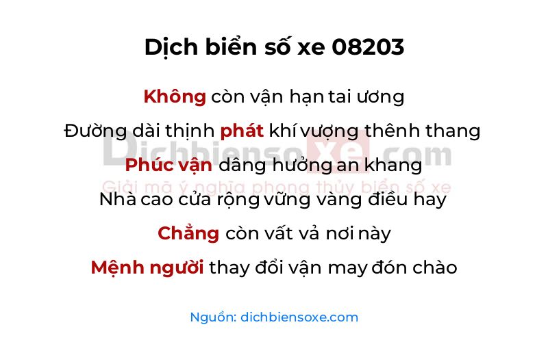 Dịch thơ biển số 08203