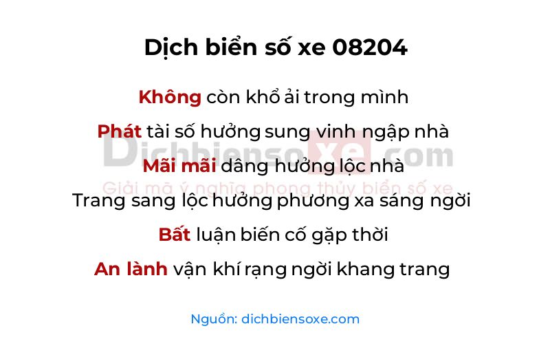 Dịch thơ biển số 08204