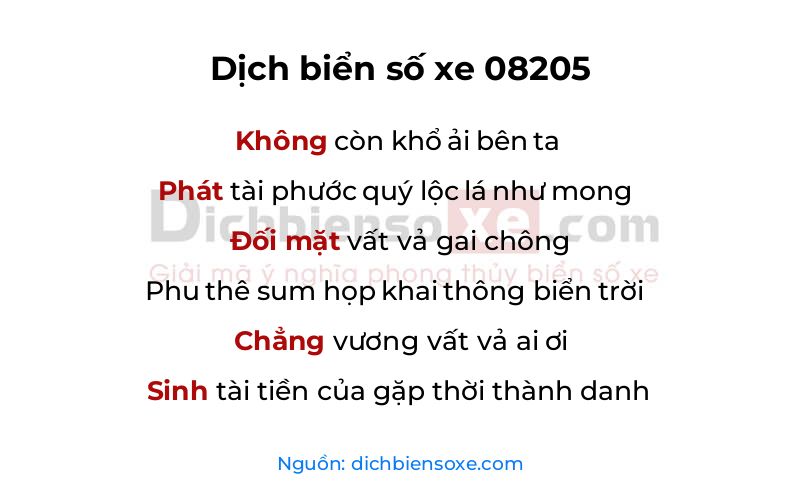 Dịch thơ biển số 08205