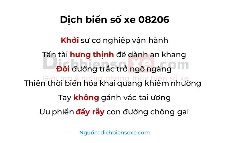 Dịch thơ biển số 08206