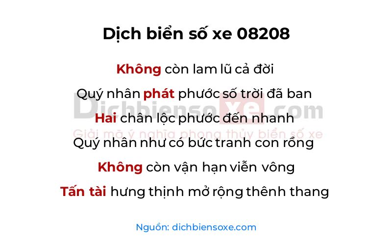 Dịch thơ biển số 08208