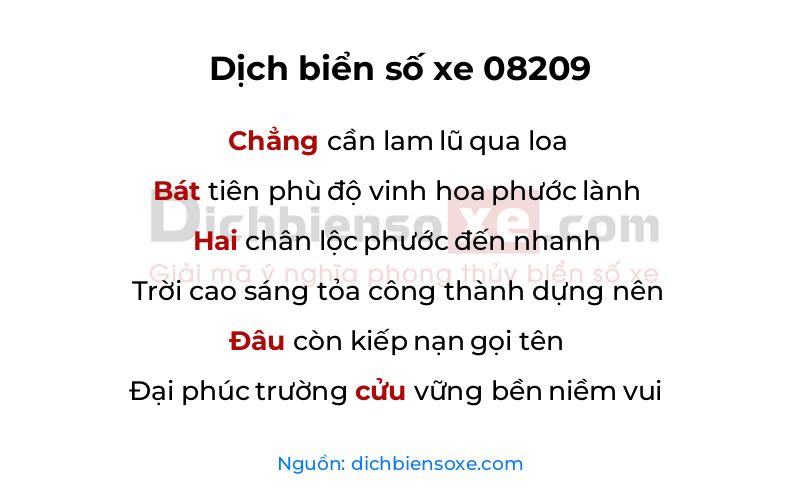 Dịch thơ biển số 08209