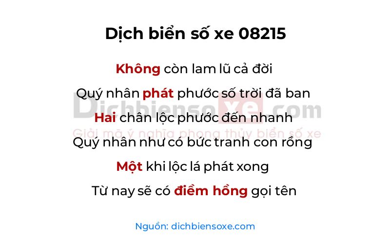 Dịch thơ biển số 08215