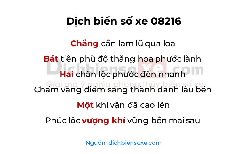 Dịch thơ biển số 08216