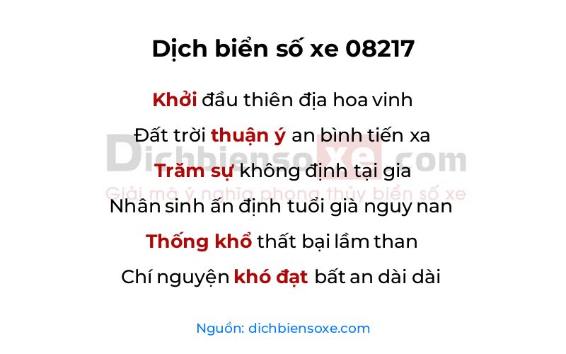 Dịch thơ biển số 08217