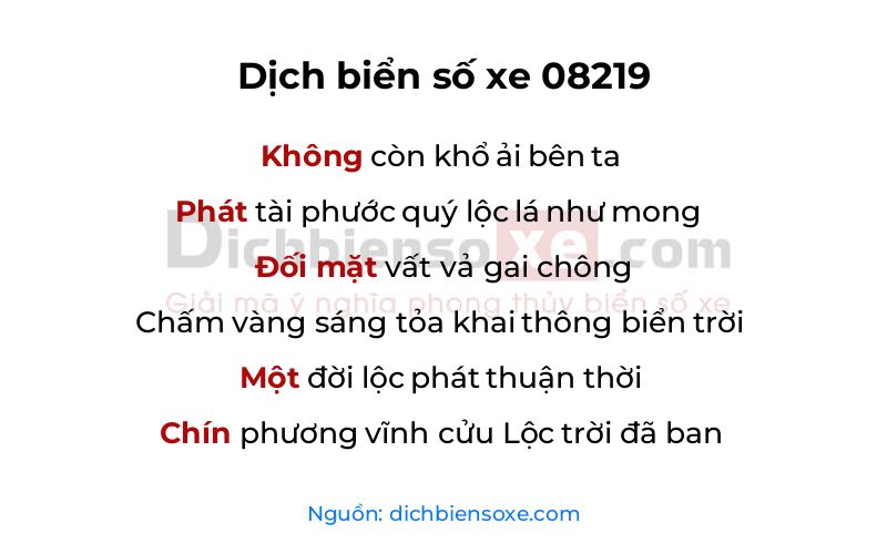 Dịch thơ biển số 08219