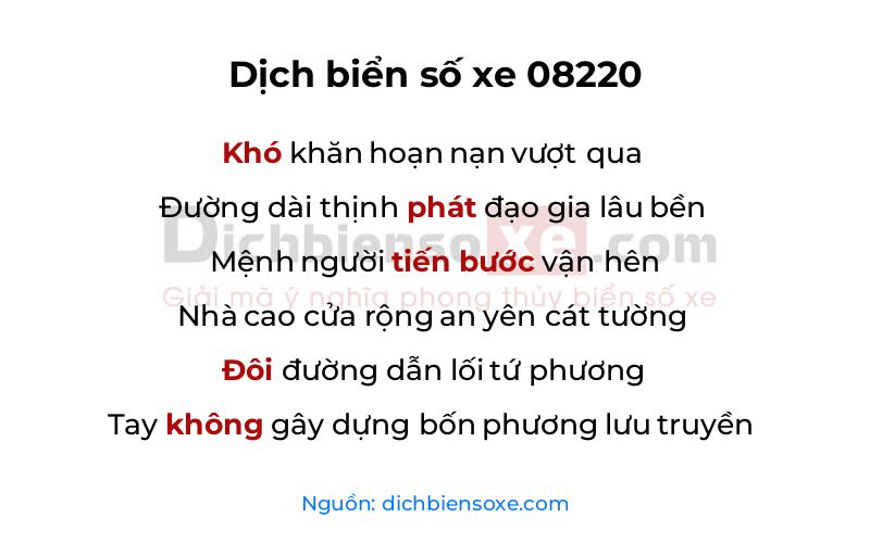 Dịch thơ biển số 08220