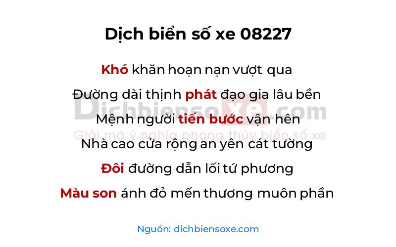 Dịch thơ biển số 08227