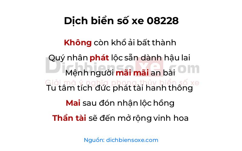Dịch thơ biển số 08228
