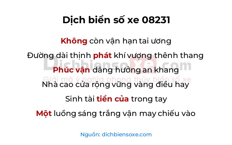 Dịch thơ biển số 08231