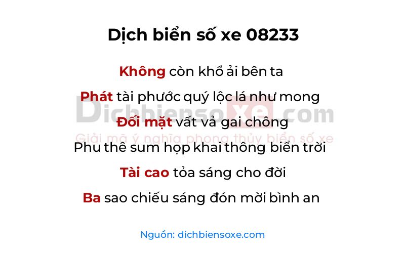 Dịch thơ biển số 08233