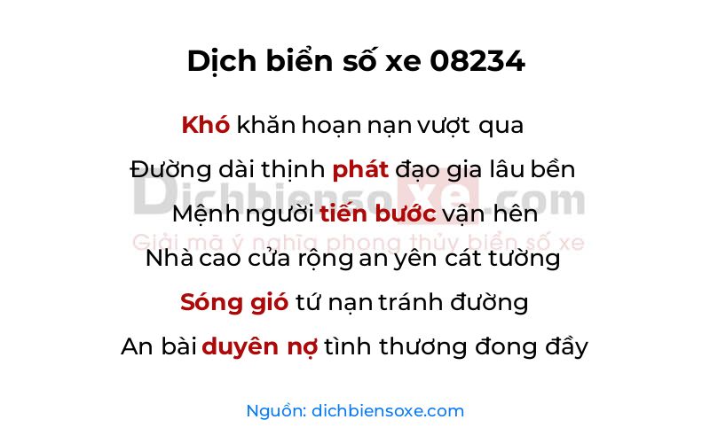 Dịch thơ biển số 08234