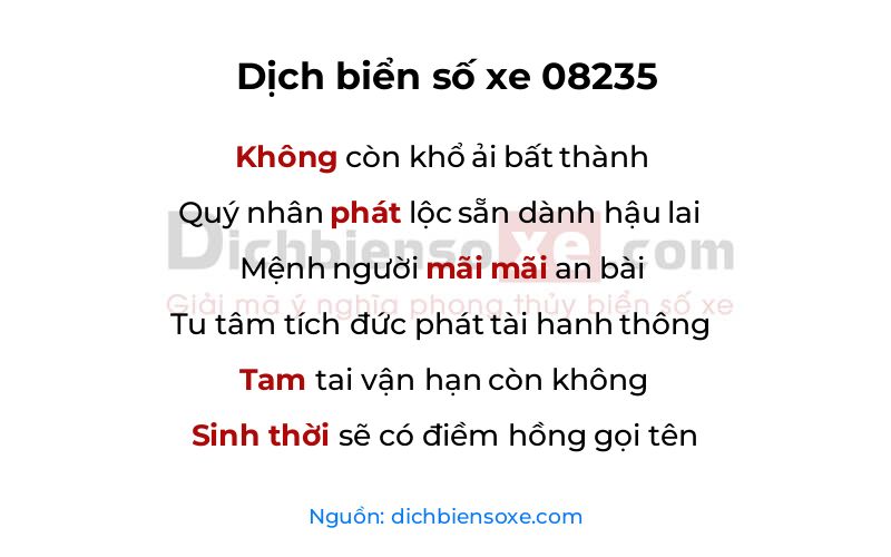 Dịch thơ biển số 08235