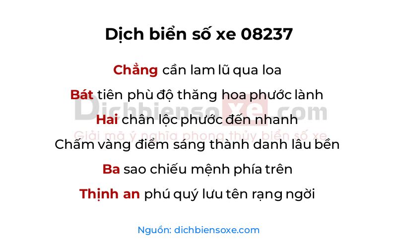 Dịch thơ biển số 08237