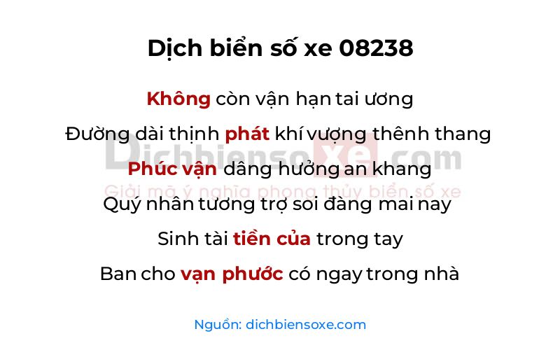 Dịch thơ biển số 08238