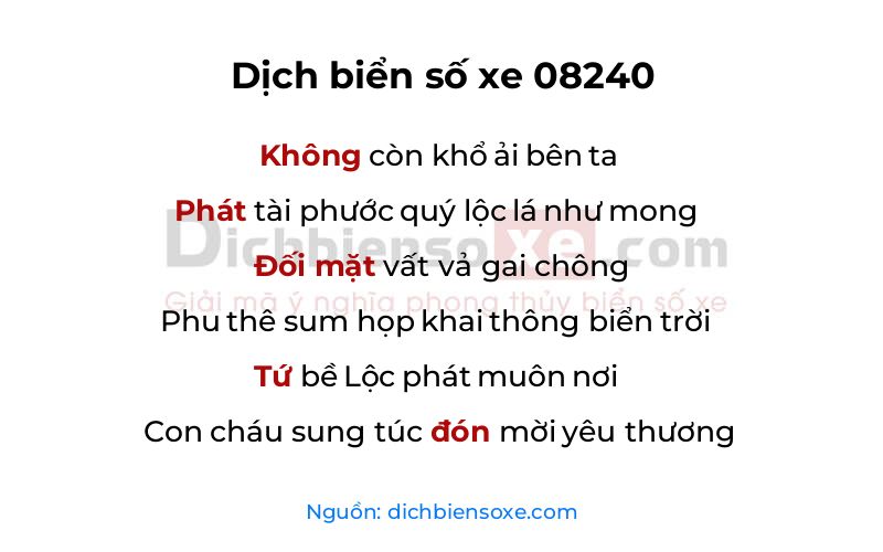 Dịch thơ biển số 08240