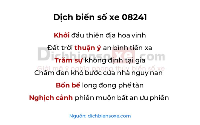 Dịch thơ biển số 08241